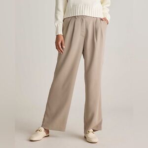 Quince Stretch Crepe Pleated Wide Leg Pants in Morel Grey 2